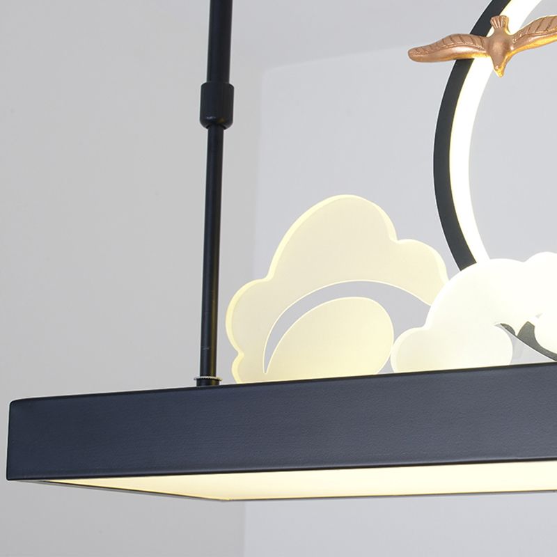 Modern Style Geometry Shape Island Lights Metal 3 Light Island Pendant Lights in Black