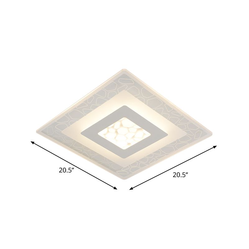 Dunste ronde/vierkante/rechthoekige plafondlamp Minimalistisch acryl Slaapkamer Kleine/grote LED-inbouwlamp met kiezelpatroon in wit