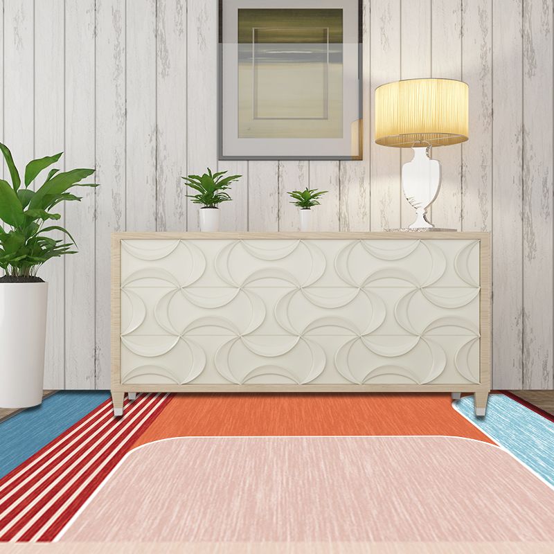 Pink and Brown Bedroom Rug Modern Colorblock Geometric Pattern Area Rug Polyester Stain-Resistant Carpet