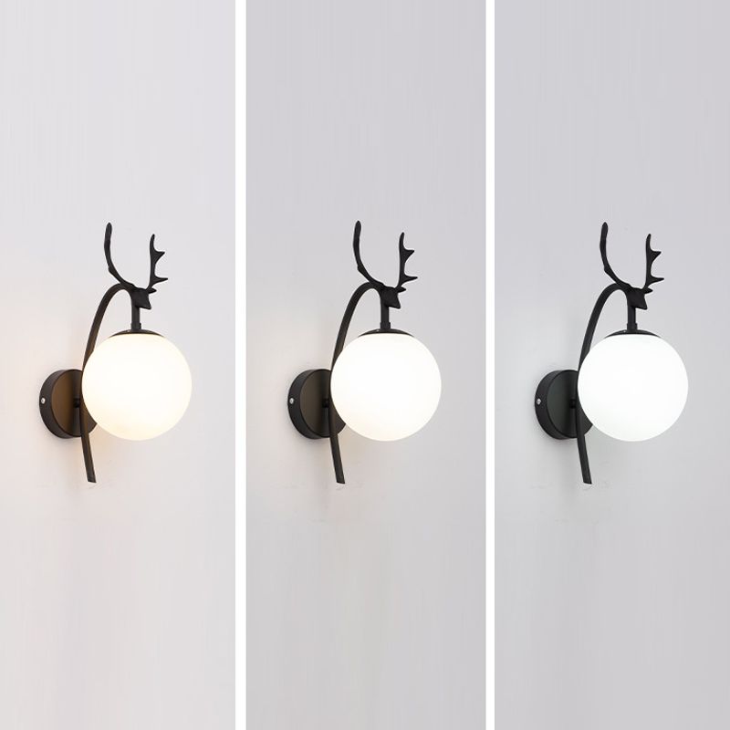 Sitting Room Antler Wall Sconce Modern Glass 1 Head Wall Mounted Light Fixture