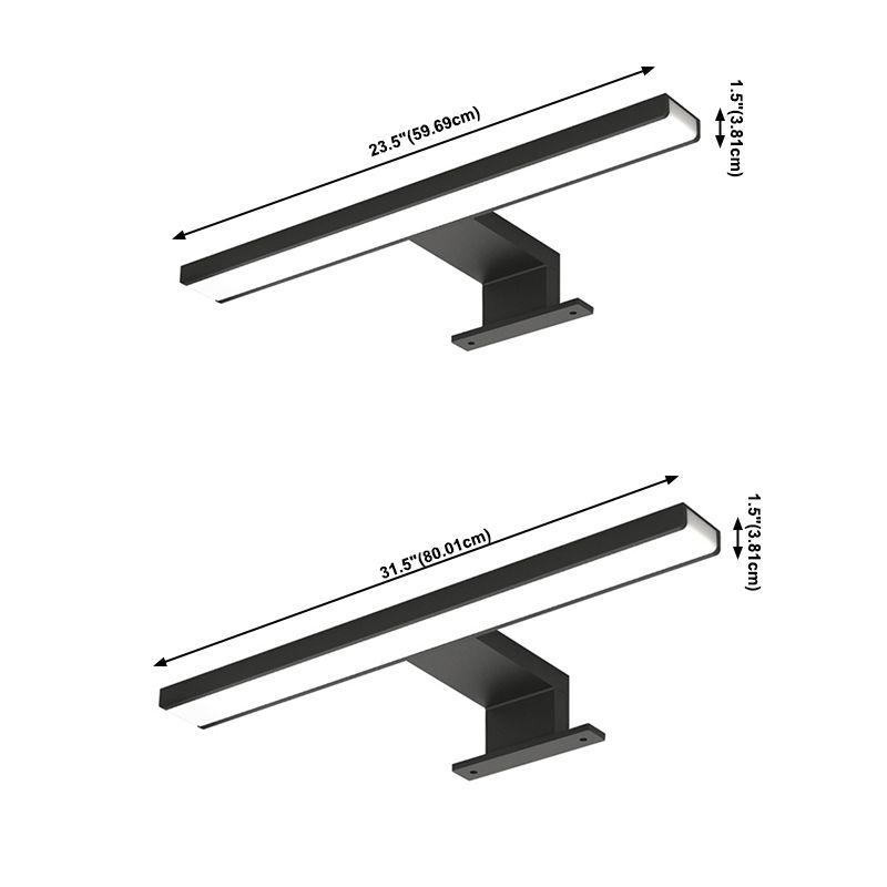1-Light Metal Linear Shade Wall Sconce Modern Style Mirror Wall Lighting in Black