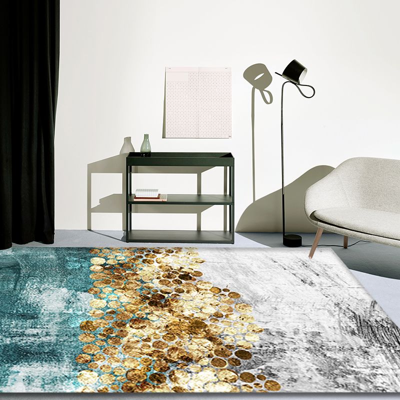 Glittering Pastel Color Abstract Rug Polypropylene Modern Area Carpet Pet Friendly Non-Slip Backing Rug for Living Room