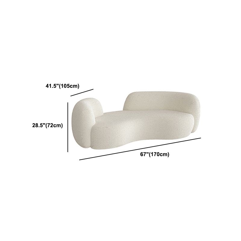 28.35" High Curved Tuxedo Arm Sofa Modern Style White Wool Seating