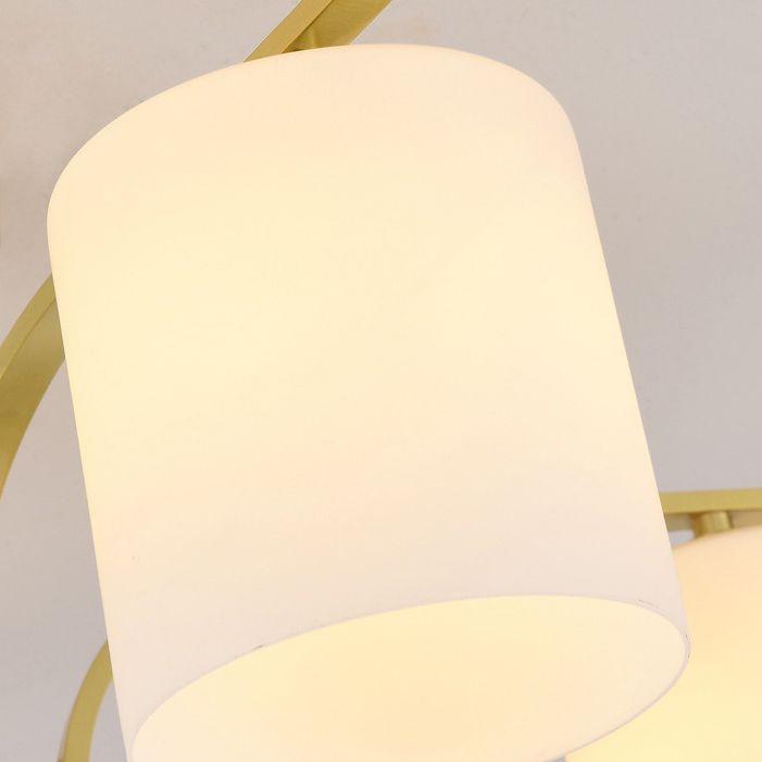 Modern Style Chandelier Light Fixture Gold Cylinder Chandelier Light Fixture with Glass Shade