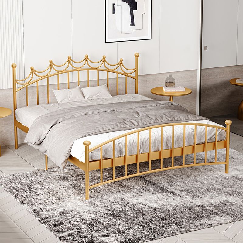 Metallic Standard Bed Glam Open-Frame Bed with Arched Headboard