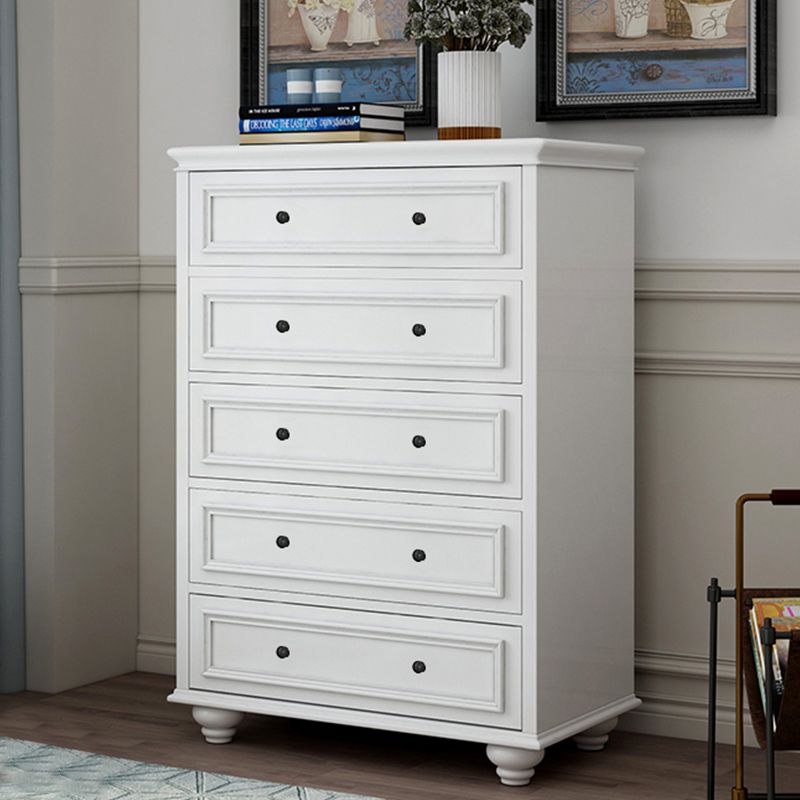 Modern Wood White Storage Chest with Soft-Close Drawers for Home