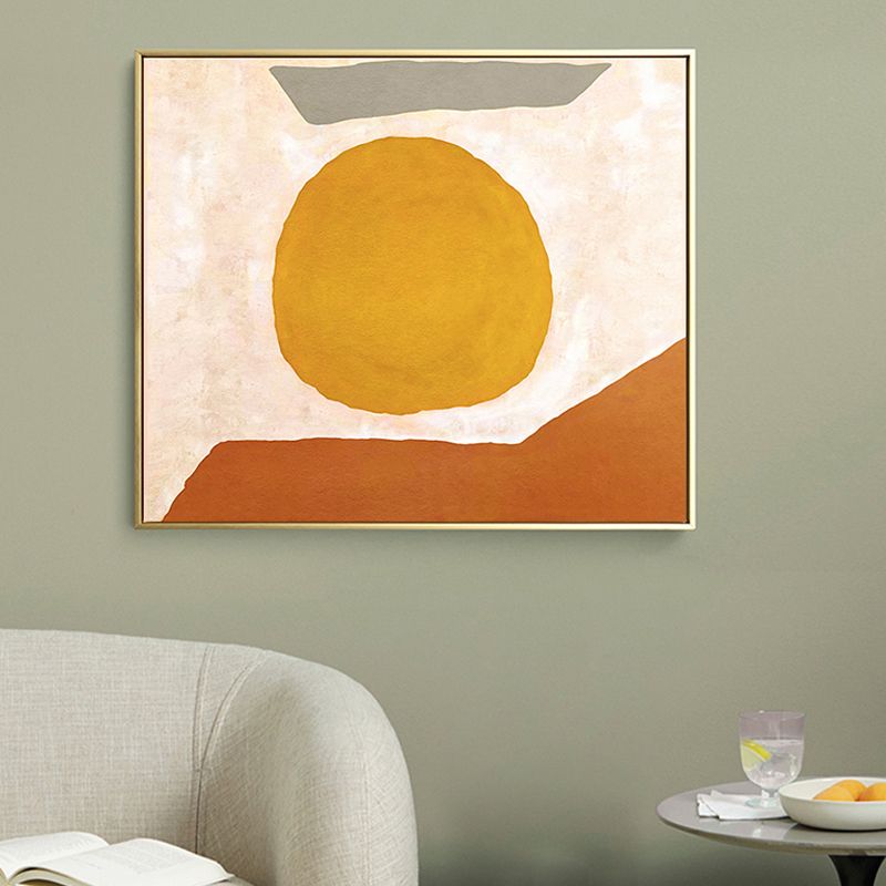 Universe Space Wall Art Cartoon Textured Wrapped Canvas in Yellow for Living Room