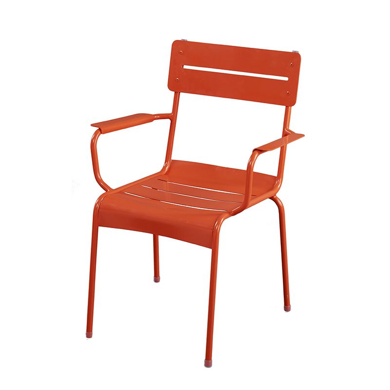 Modern Patio Dining Armchair Aluminum Open Back With Arm Outdoor Bistro Chairs