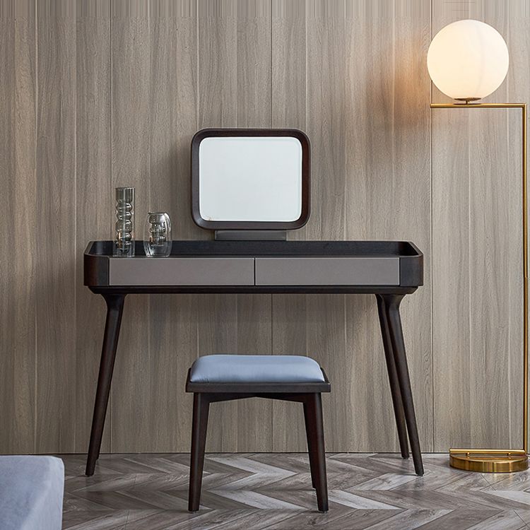 Contemporary Solid Wood Make-up Vanity With Drawers and Stool for Bedroom
