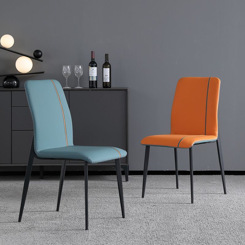 Contemporary Dining Chairs Faux Leather Armless Dining Chairs for Home