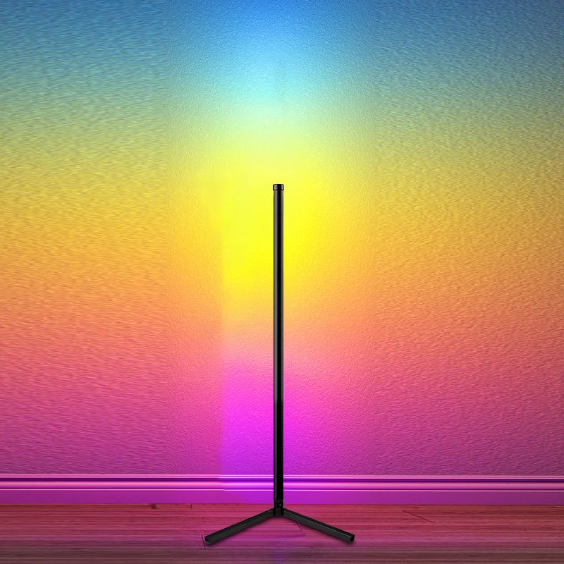 Tube Floor Light Modern Style Metal 1 Light Floor Light Fixtures in Black