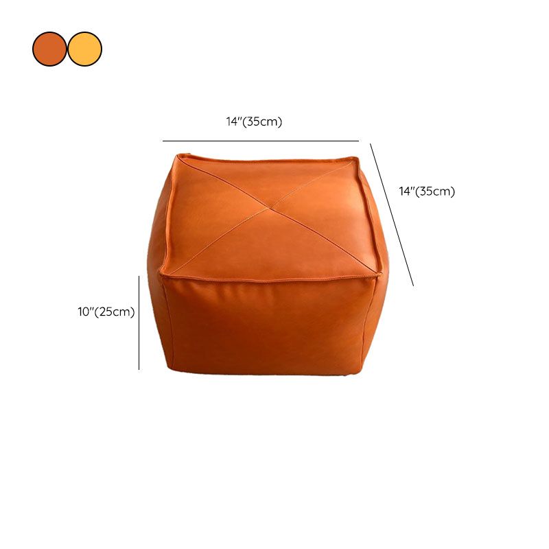 Modern Ottoman PU Leather Upholstered Solid Color Tear Resistant Square Ottoman