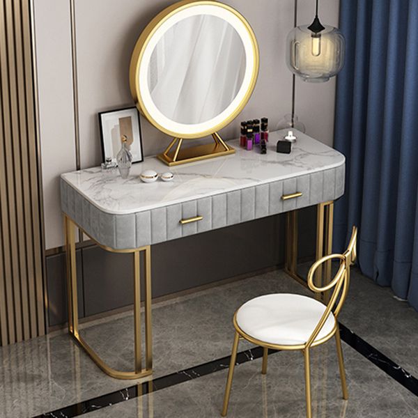 Glam 29.5" High Marble Top Vanity Dressing Table with 2 Drawers