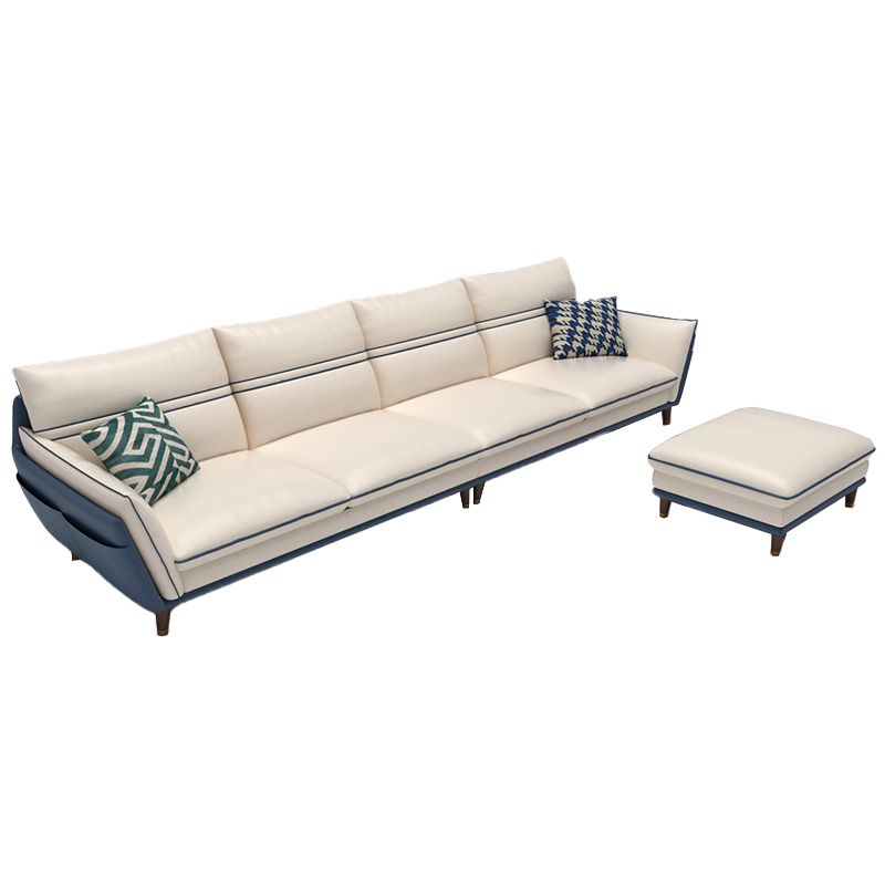 Leather Pillow Top Arm Sofa 37.4"High Cushion Back Sectional Sofa with Storage