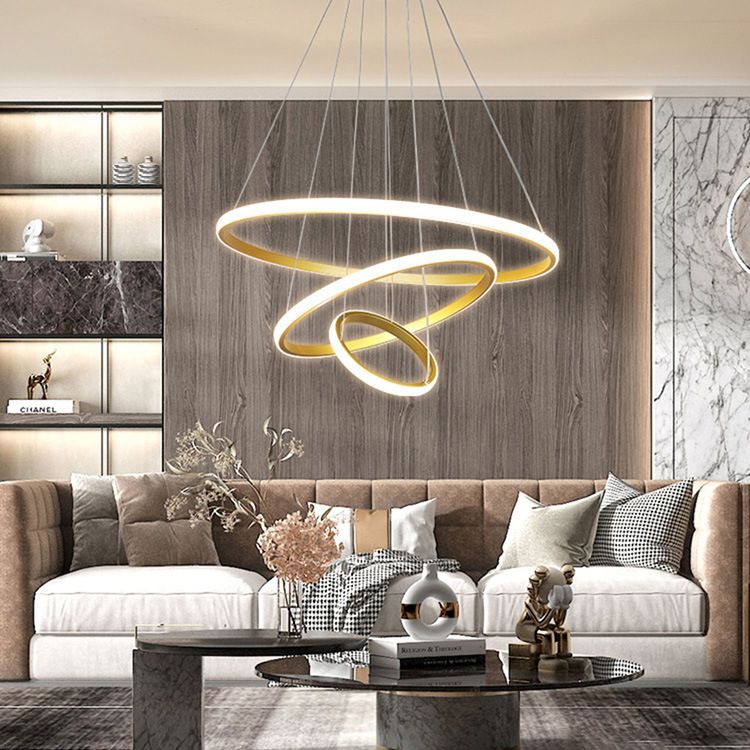 Orbicular Living Room Chandelier Lamp Metal LED Minimalist Suspension Pendant Light