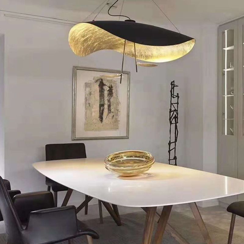 Dinning Room LED Suspension Pendant Simple Hanging Pendant with Hat-Shaped Metal Shade