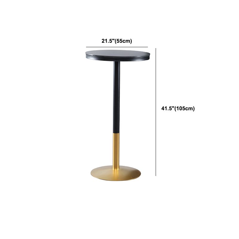 Round Stone Bar Dining Table Glam Pedestal Bar Table for Living Room
