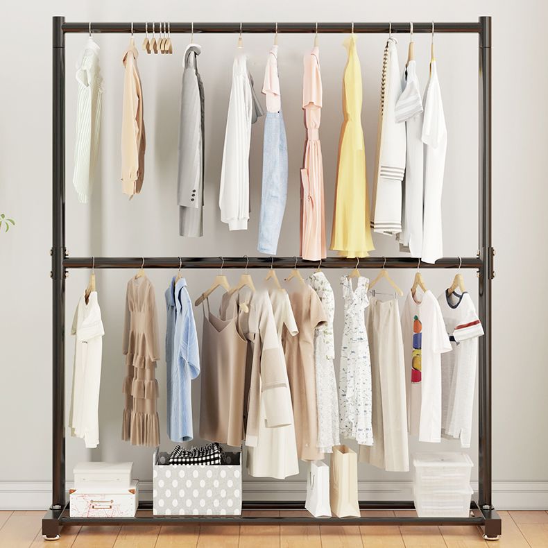 Contemporary Style Open Armoire Stainless Steel Cabinet with Clothing Rod