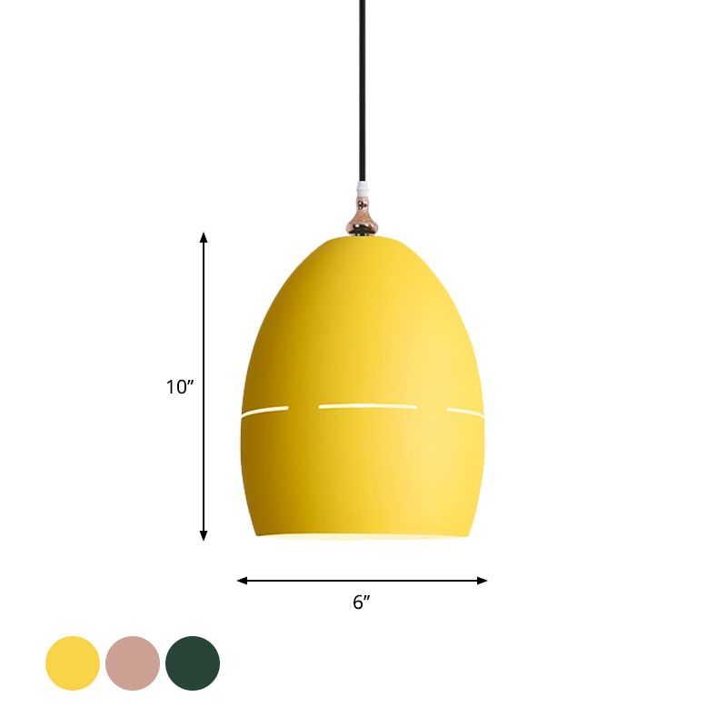 Luz de suspensión de forma ovalada de metal 1 Luz de loft de macarrón ligero para el comedor para el comedor