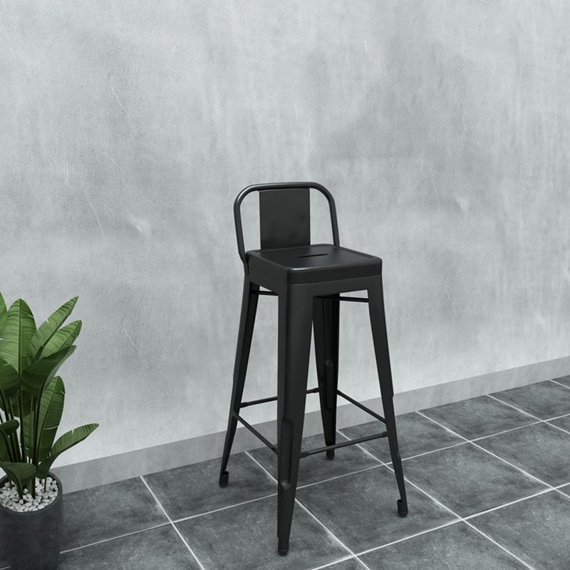 Contemporary Metal Barstool Low Back Counter Stool with Iorn 4 Legs