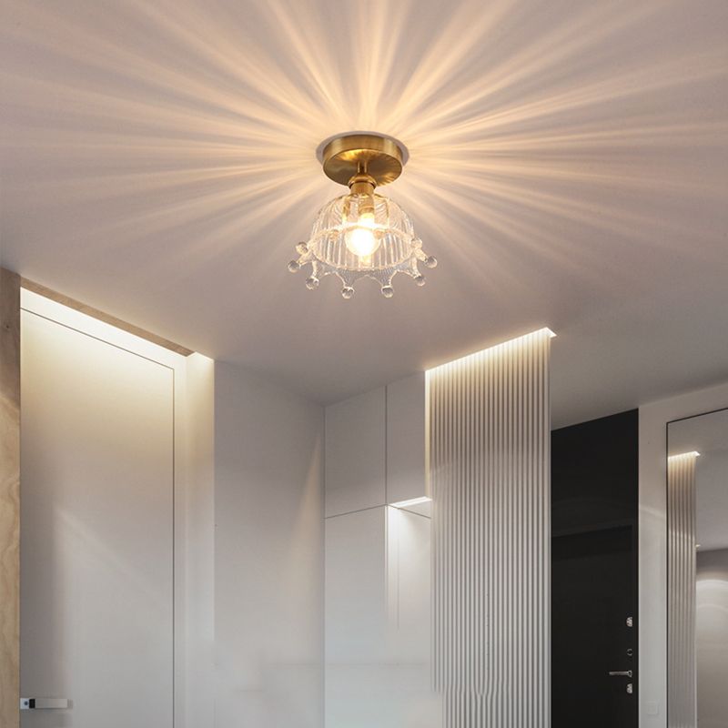 Modern Ceiling Mount Light 1-Light Ceiling Light with Glass Shade for Bedroom