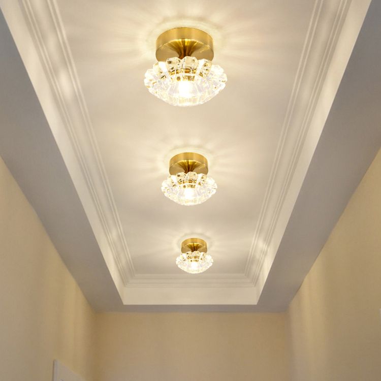 Modern Ceiling Lamp Geometric Flush Mount Light Fixture with Glass Shade for Bedroom