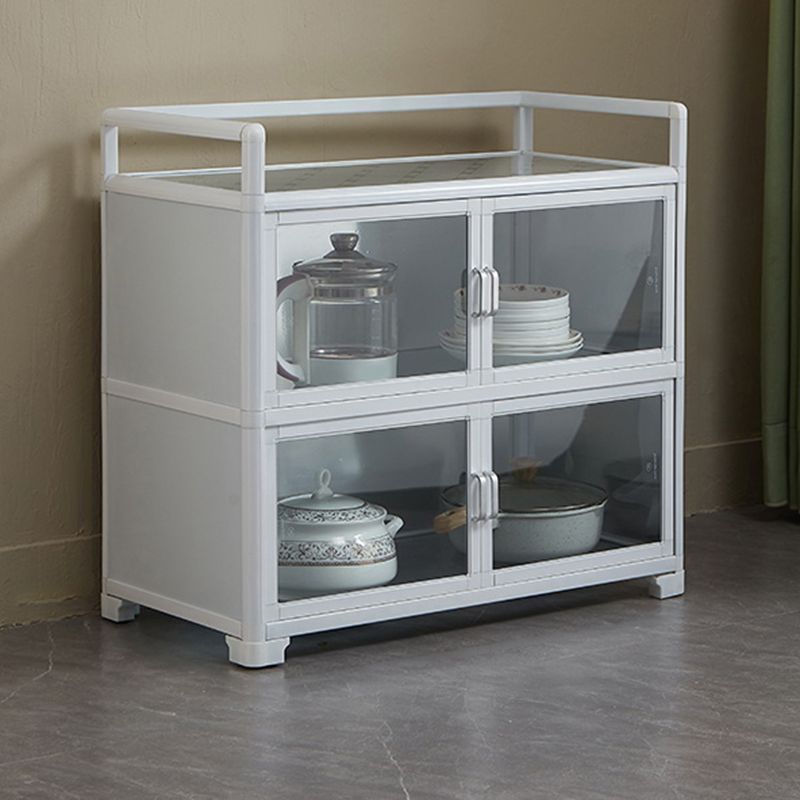 Contemporary Metal Sideboard Glass Buffet Table for Living Room