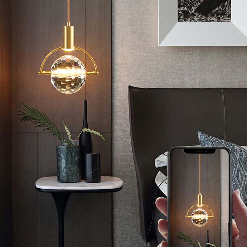 Elektroplate IJzeren hanglamp in moderne luxe stijl kristallen wereldhangende lamp voor slaapkamer