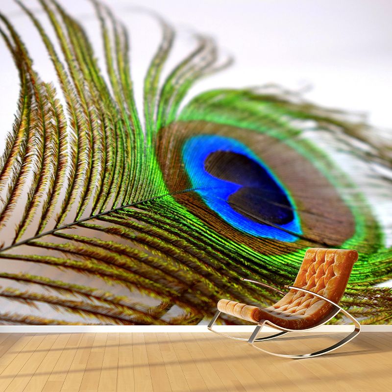 Feather Printed Peel and Stick Wallpaper Photography Bedroom Modern Moisture Resistant