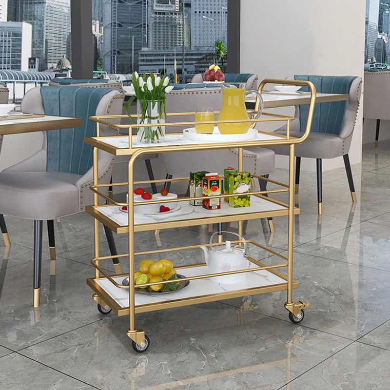 Home Dining Rolling Kitchen Trolley Modern Open Shelves Kitchen Island