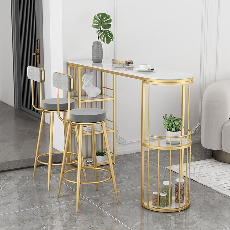 Contemporary Bar Pub Table Set 1/2/3 Pcs Stone Bar Table and Upholstered Stools