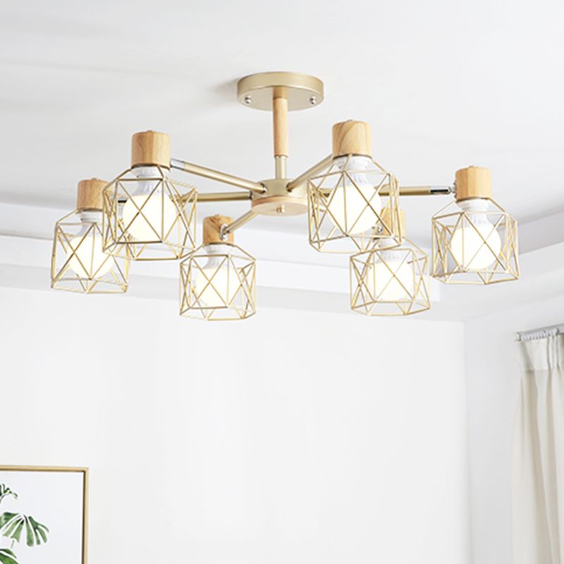 Käfigleuchter hungern hell einfacher Stil Holzdecke Anhänger Licht für Wohnzimmer