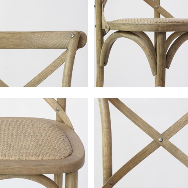 Bentwood Armless Dining Chairs Oak Cross Back Side Chair with Wood Legs