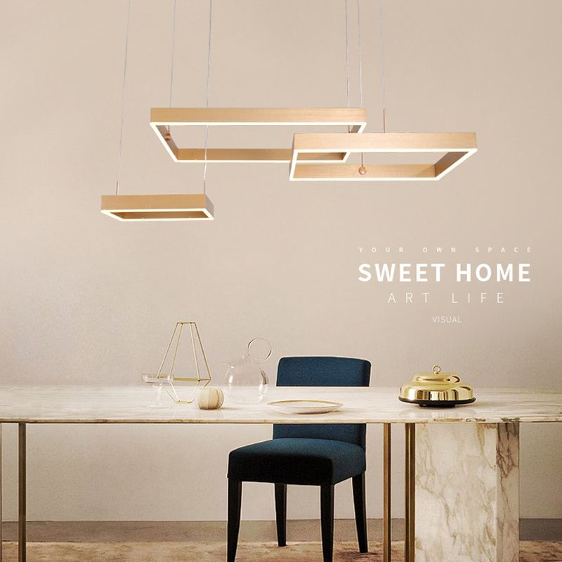 Luz colgante ajustable de LED geométrico en singularidad moderna Luz de techo interior de aluminio con sombra acrílica