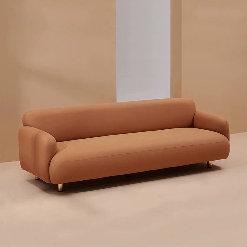 Cushioned Backrest Sponge Padded Fabric Beige/orange/dark Green Sofa