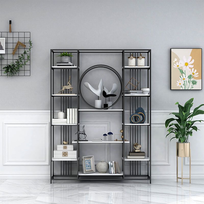 Closed Back Metal Bookcase Scandinavian Bookshelf with Storage Shelves