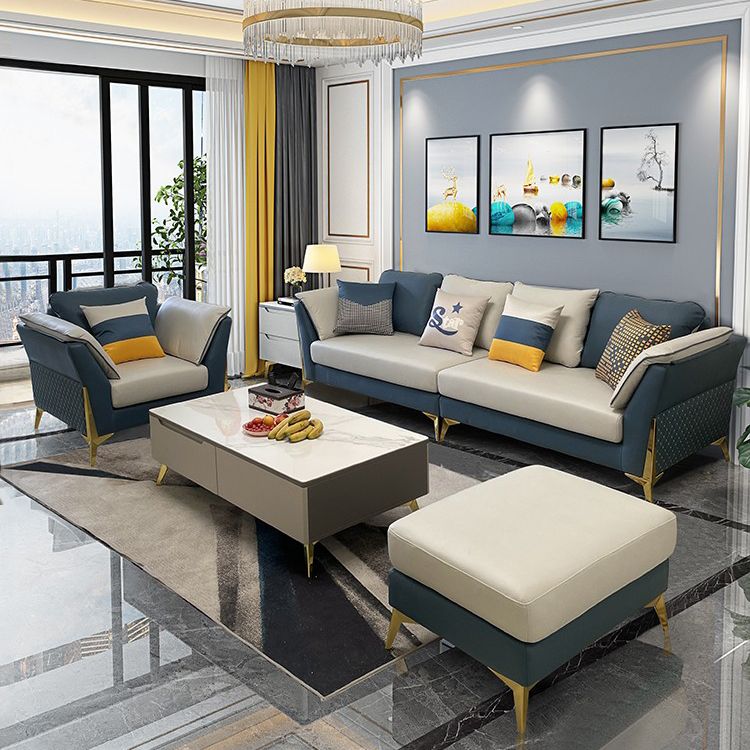Faux Leather Modern Standard Flared Arm Stain Resistant Settee Couch