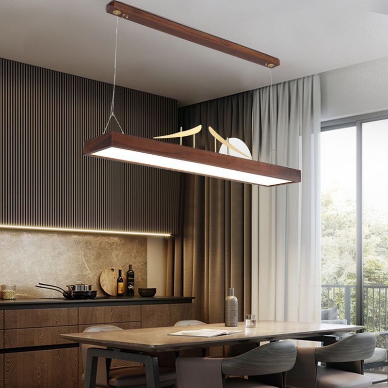 Luz de techo de isla geométrica de cocina moderna de madera ligera de madera ligera
