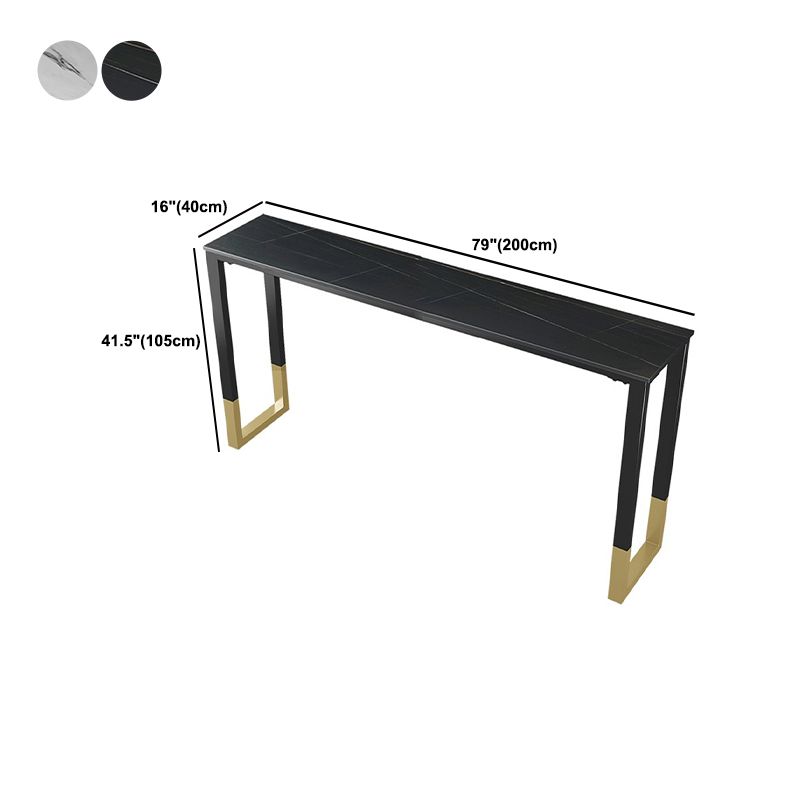 Glam Style Bar Table 42-inch Height Stone Top Bistro Table with Gold Pedestal