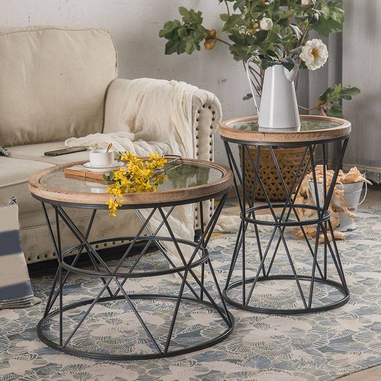 Frame French Country Round Coffee Table Distressed Wood Cocktail Table