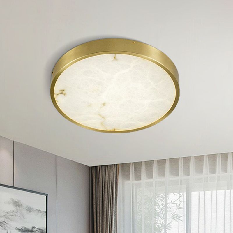 Plafonnier LED rond postmoderne en marbre pour chambre à coucher, luminaire encastré en laiton