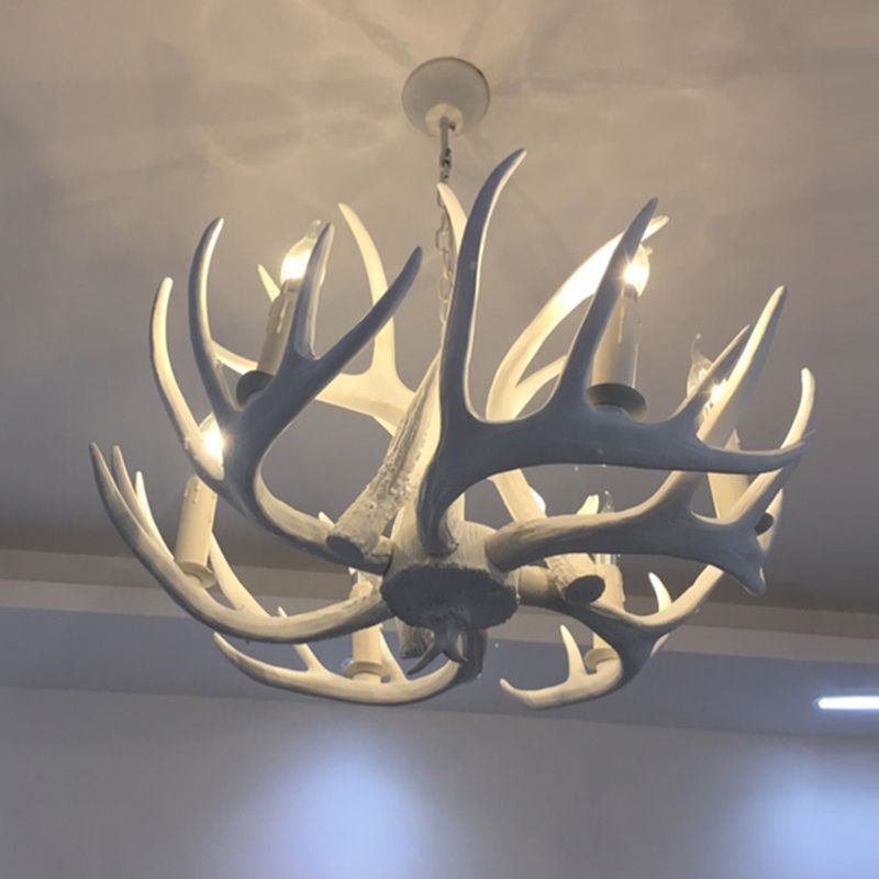 Vintage Antler Shaped Chandelier Light Fixture Resin Pendant Light for Restaurant