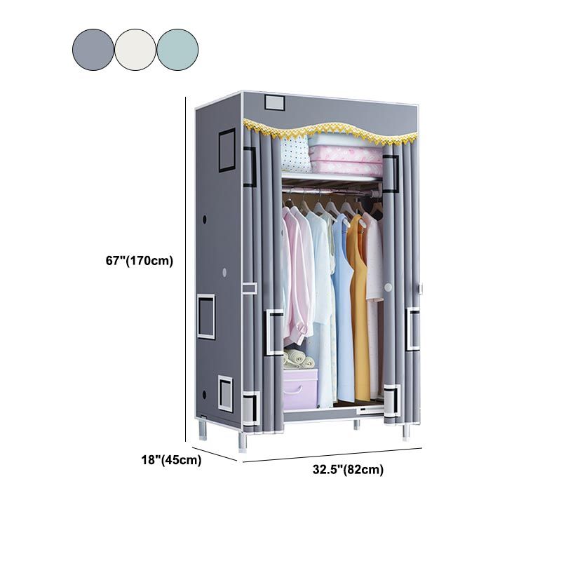 Contemporary Style Wardrobe Metal Clothes Rail Included Wardrobe Closet