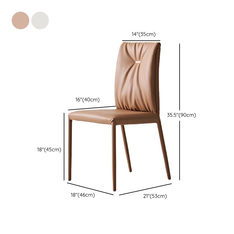 Glam Faux Leather Side Chair Upholstered Armless Dining Chairs