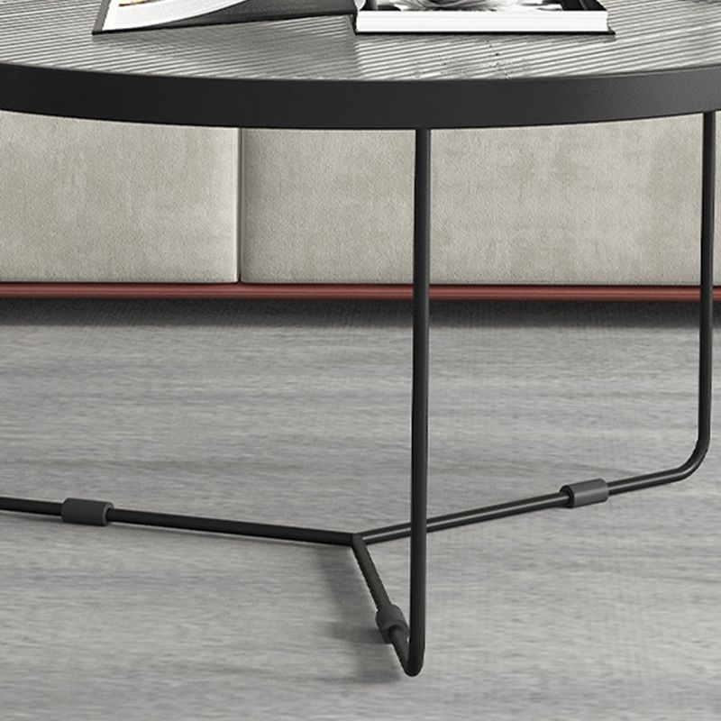 Contemporary Round Nesting Coffee Table with Glass Top and Iron Base