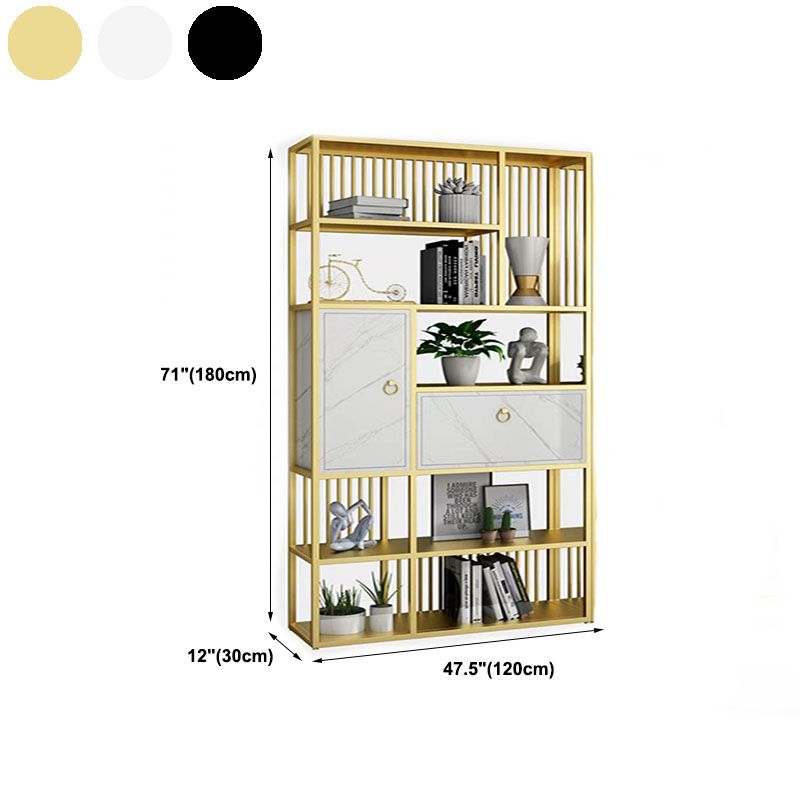 Modern Metal Shelf Bookcase Open Home Bookshelf with Cabinets
