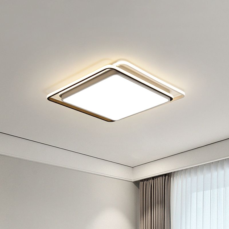 Square Acrylic Ceiling Flush Mount Minimalist Black/White LED Flushmount Lighting in Warm/White/3 Color Light for Hotel