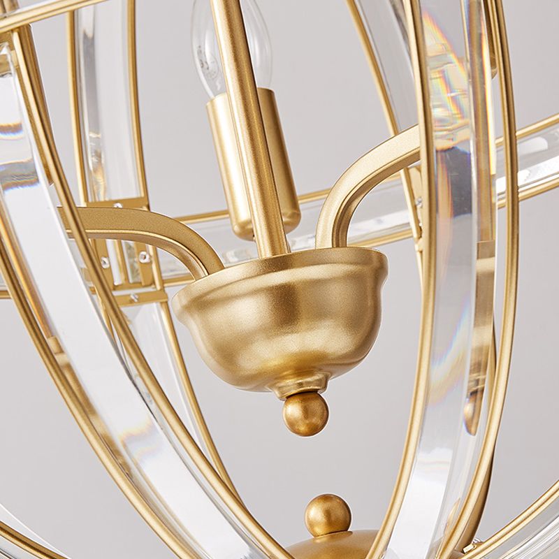 Modern Metal Crystal Ball Chandelier Light Multi Head Hanging Light for Restaurant