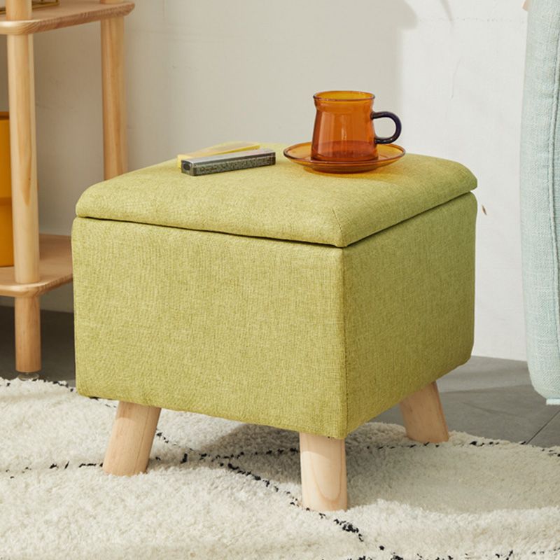 Modern Ottoman Solid Color Square Storage Cotton Linen Fade Resistant Ottoman