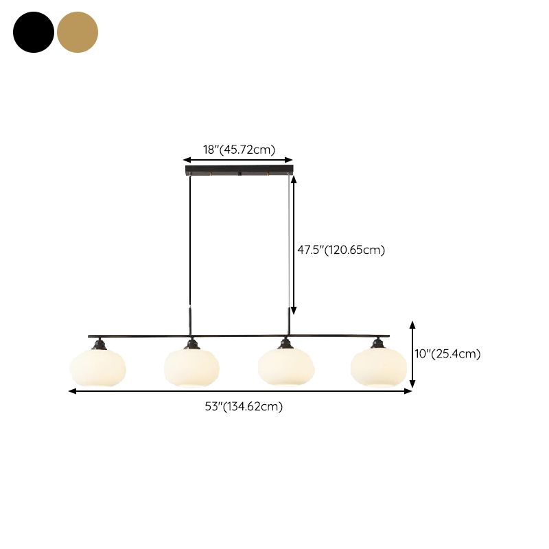 3/4-Light Contemporary Kitchen Island Lighting Shaded Ceiling Light in Golden/Black